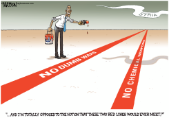 OBAMA DRAWS PARALLEL RED LINES by R.J. Matson