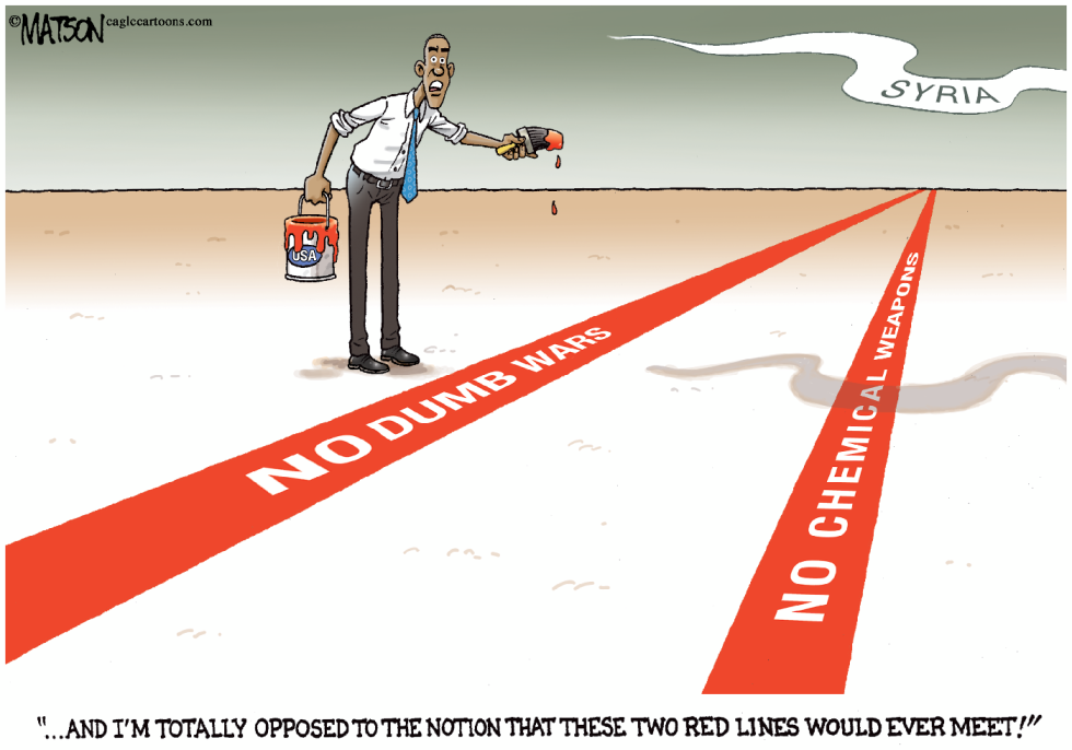 Obama Draws Parallel Red Lines-COLOR