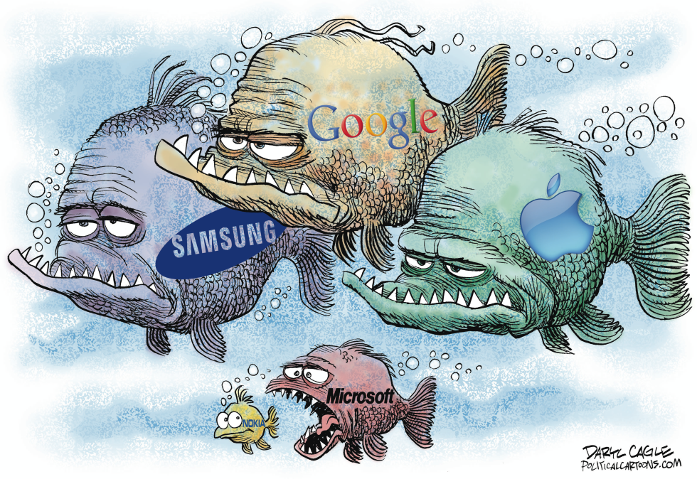  MICROSOFT GOBBLES UP NOKIA by Daryl Cagle