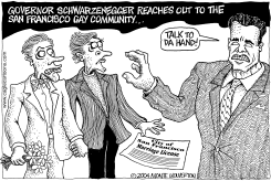  SCHWARZENEGGER CONFRONTS GAYS by Monte Wolverton