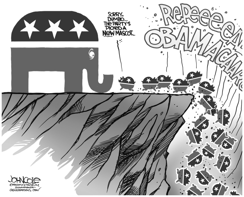 Elephants and lemmings BW