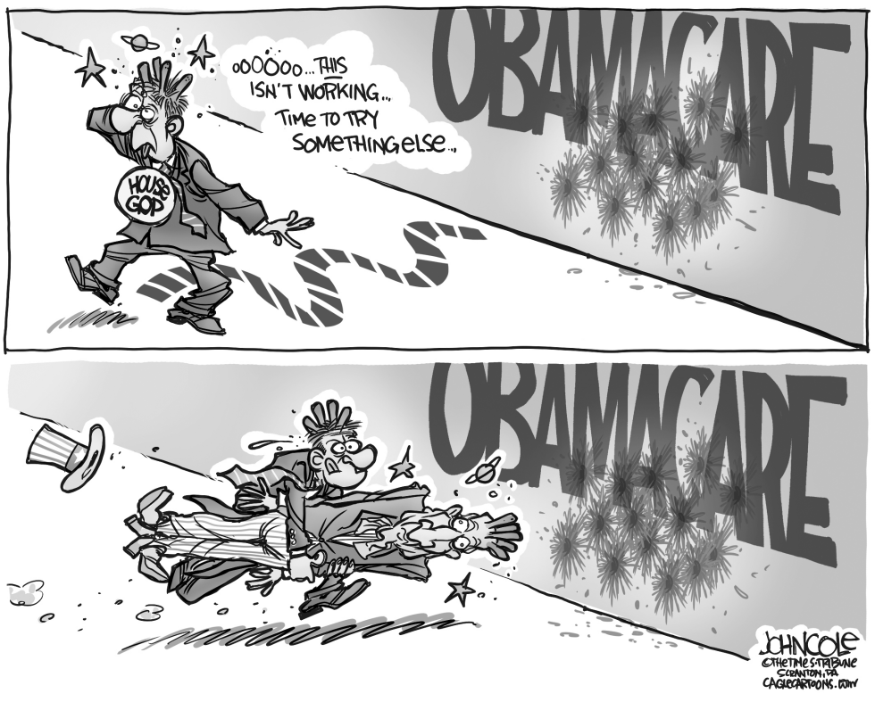 Obamacare head-banging BW