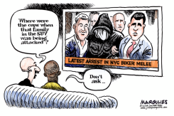 NYC BIKER MELEE  by Jimmy Margulies