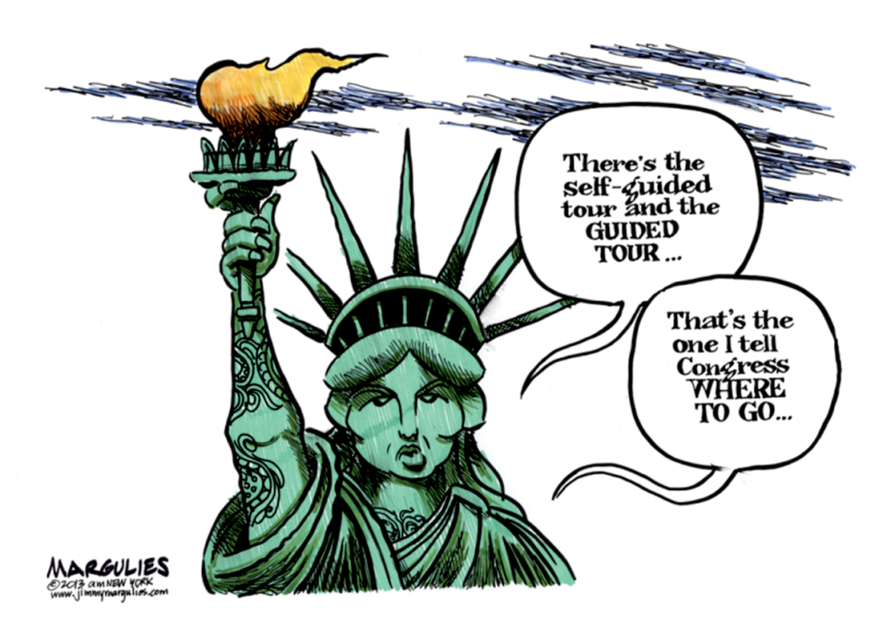 Statue of Liberty opens despite shutdown color