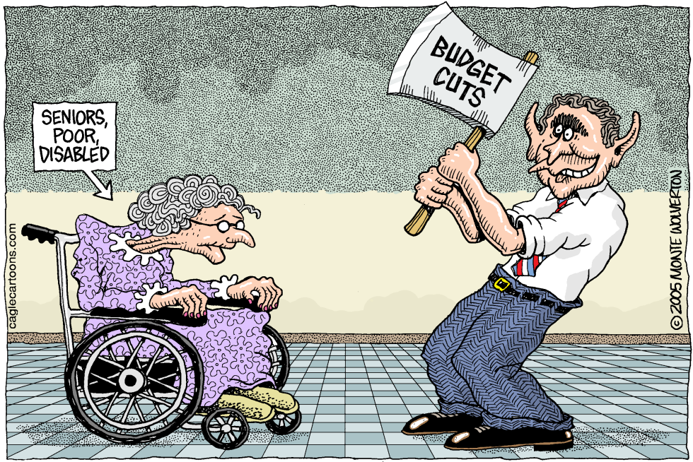  BUSH WHACKS THE ELDERLY by Wolverton