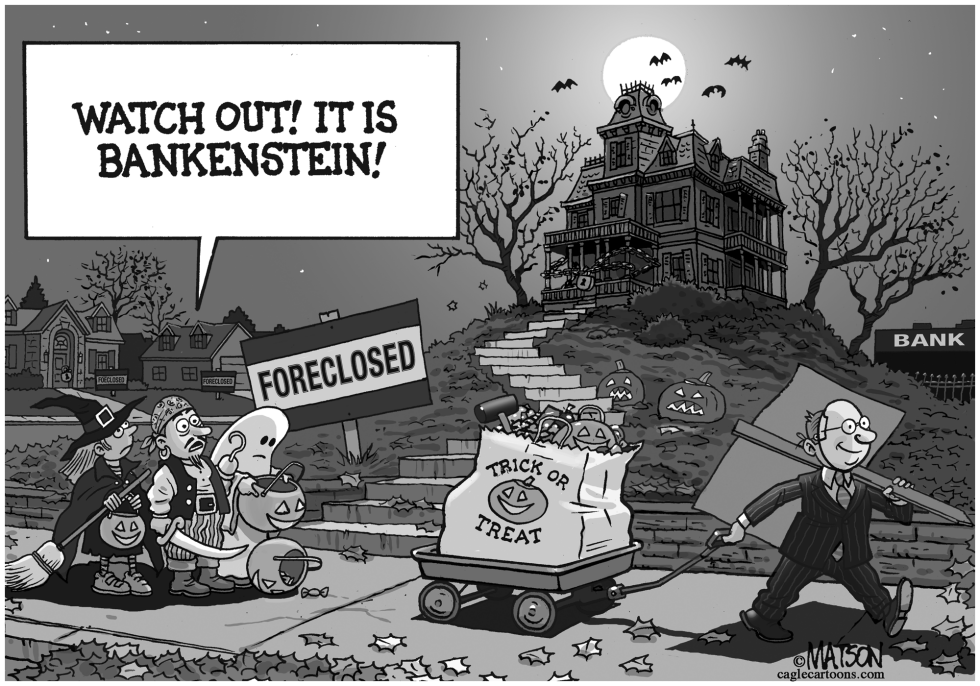 Kid Goes Trick or Treating as Bankenstein