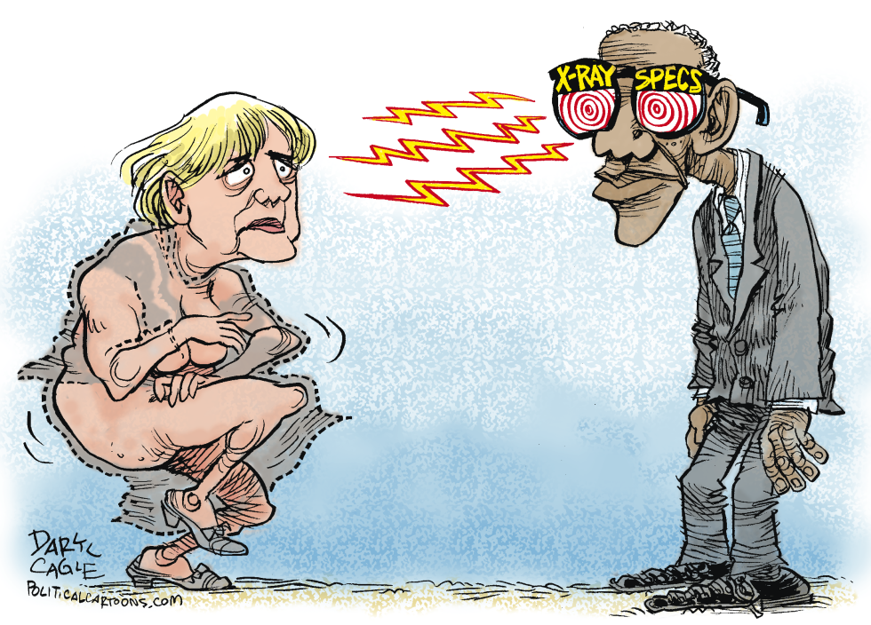  OBAMA X-RAY SPECS AND MERKEL  by Daryl Cagle