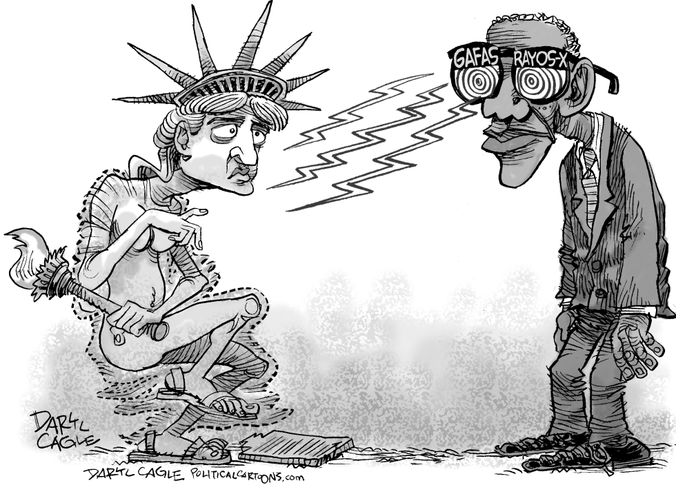  LAS GAFAS DE RAYOS-X DE OBAMA Y LIBERTAD by Daryl Cagle