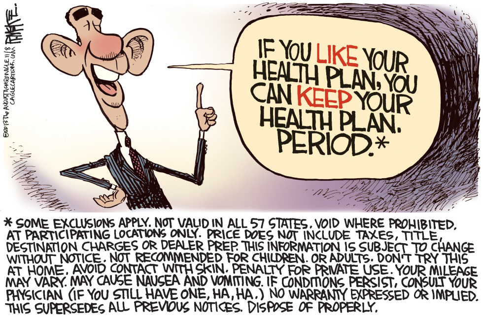  OBAMACARE DISCLAIMERS by Rick McKee