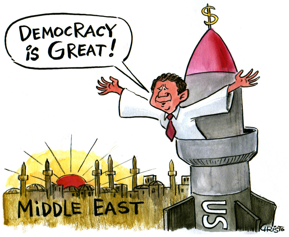  BUSH HAILS SPREAD OF DEMOCRACY IN MIDDLE EAST  by Christo Komarnitski