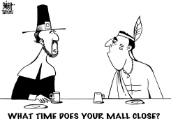 THANKSGIVING SALES, B/W by Randy Bish