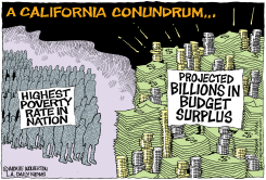 LOCA-CA CAL POVERTY VS BUDGET SURPLUS  by Monte Wolverton