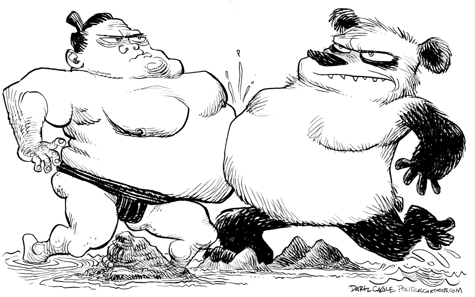  CHINA - JAPAN ISLANDS DISPUTE LINE ART by Daryl Cagle