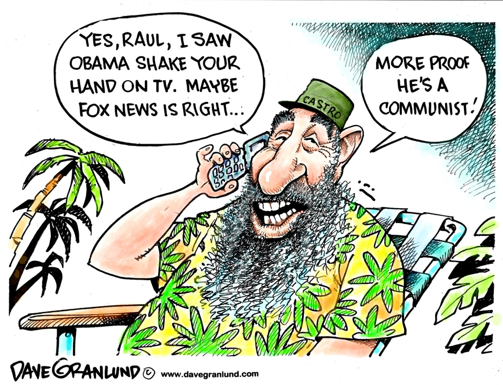  OBAMA AND RAUL CASTRO SHAKE by Dave Granlund