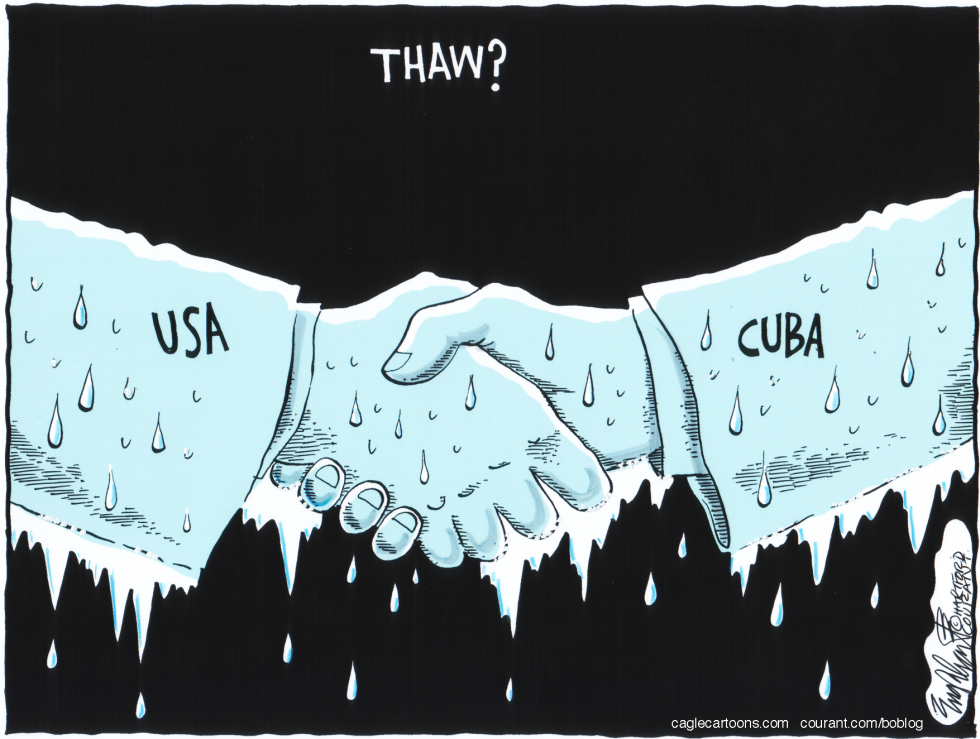  OBAMA SHAKES CASTRO'S HAND by Bob Englehart