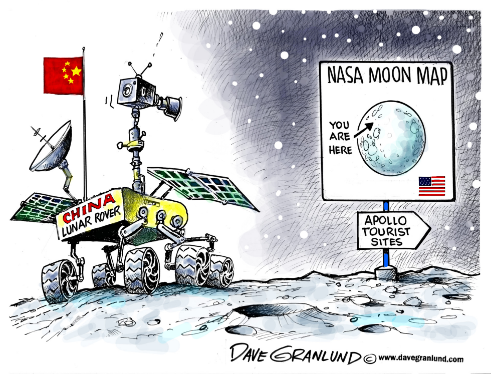  CHINA LANDS ON MOON by Dave Granlund