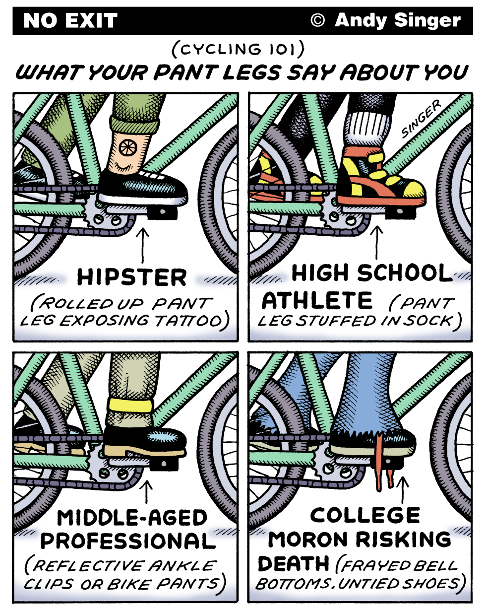 Cyclist Pant Legs Color Version