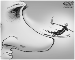 PUTIN AND OLYMPICS BW by John Cole