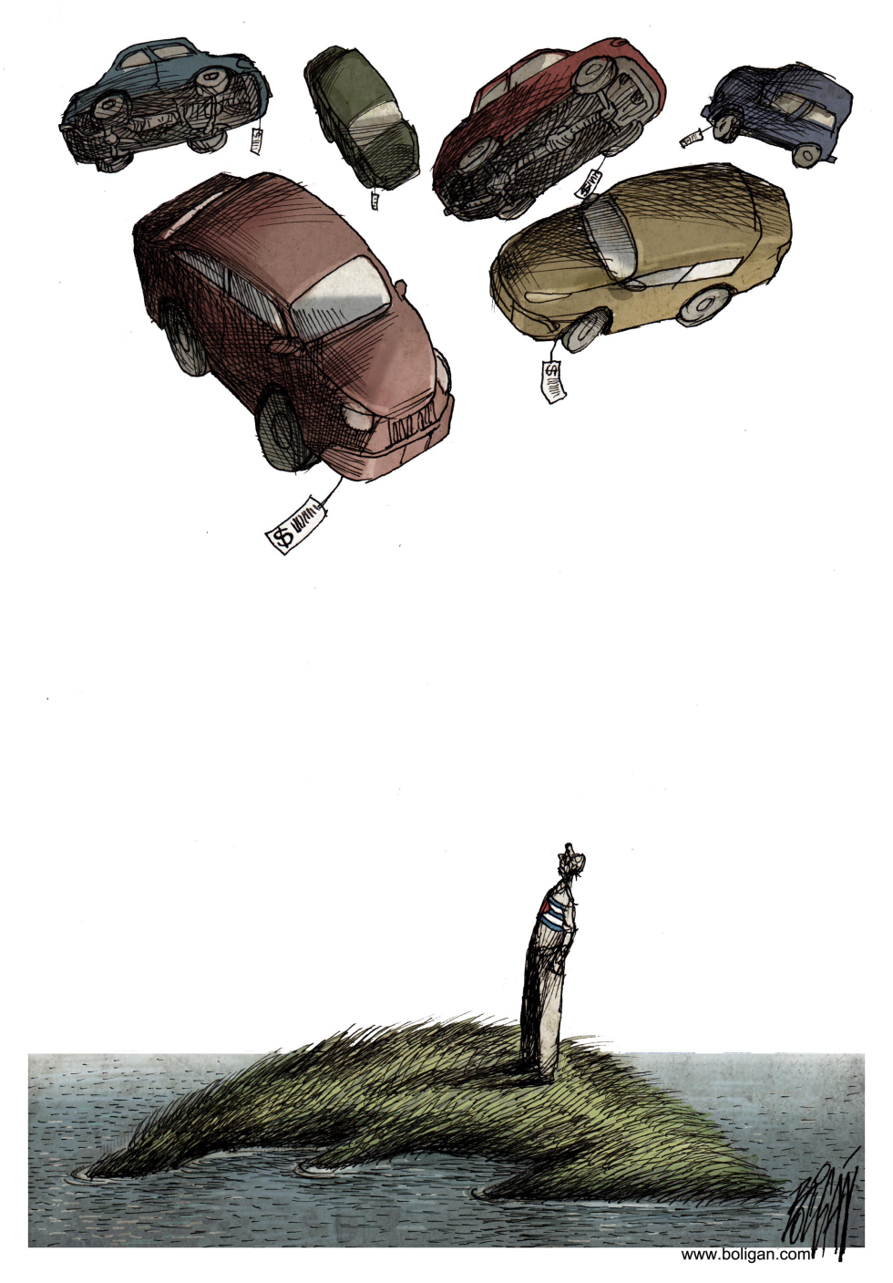 Autos voladores sobre Cuba / COLOR
