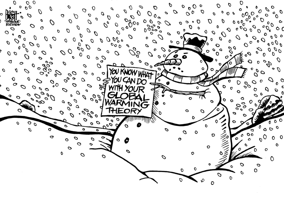 GLOBAL WARMING SNOWMAN, B/W