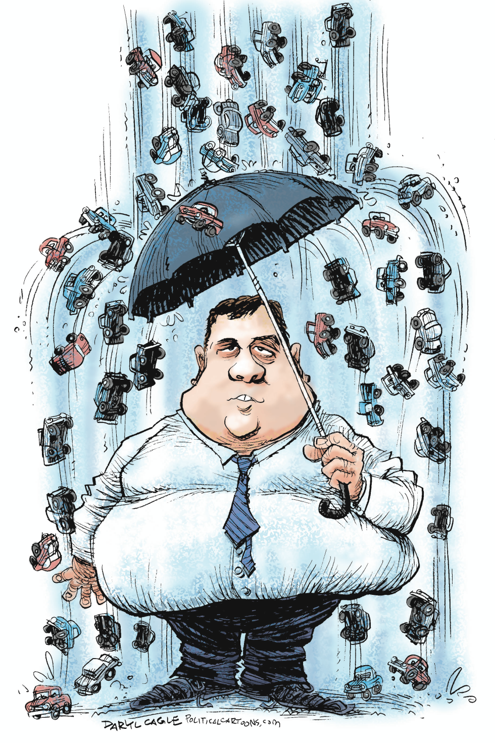  CHRIS CHRISTIE TRAFFIC JAM UMBRELLA by Daryl Cagle