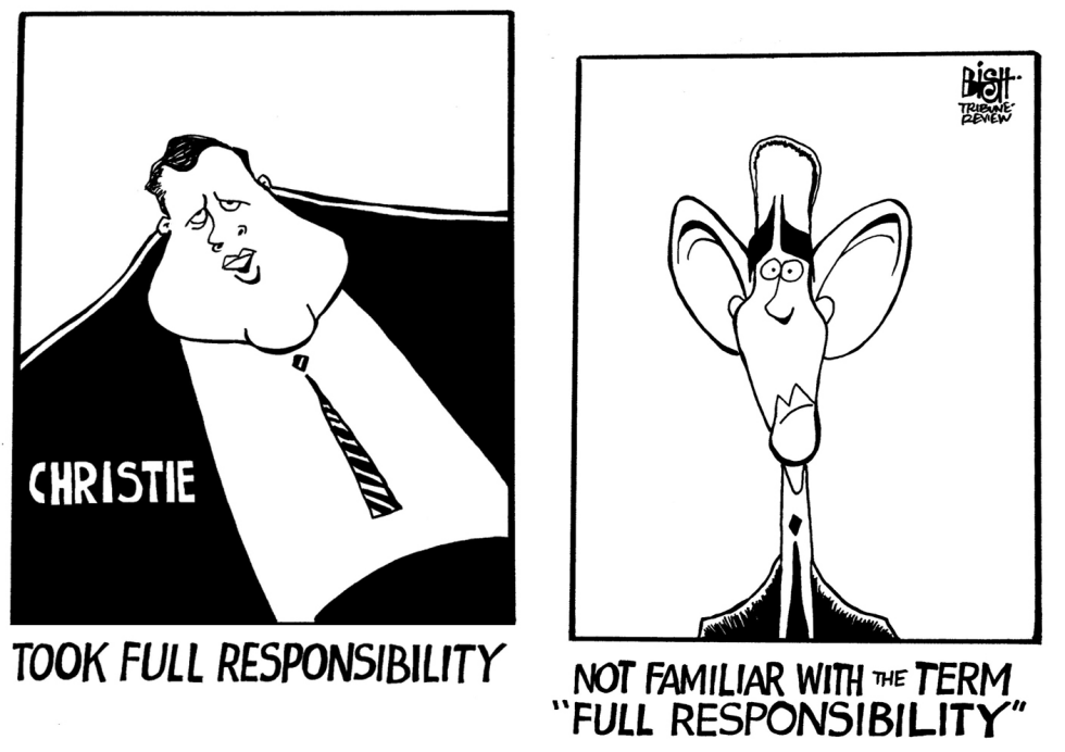 CHRISTIE AND OBAMA, B/W