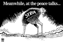SYRIA PEACE TALKS, B/W by Randy Bish
