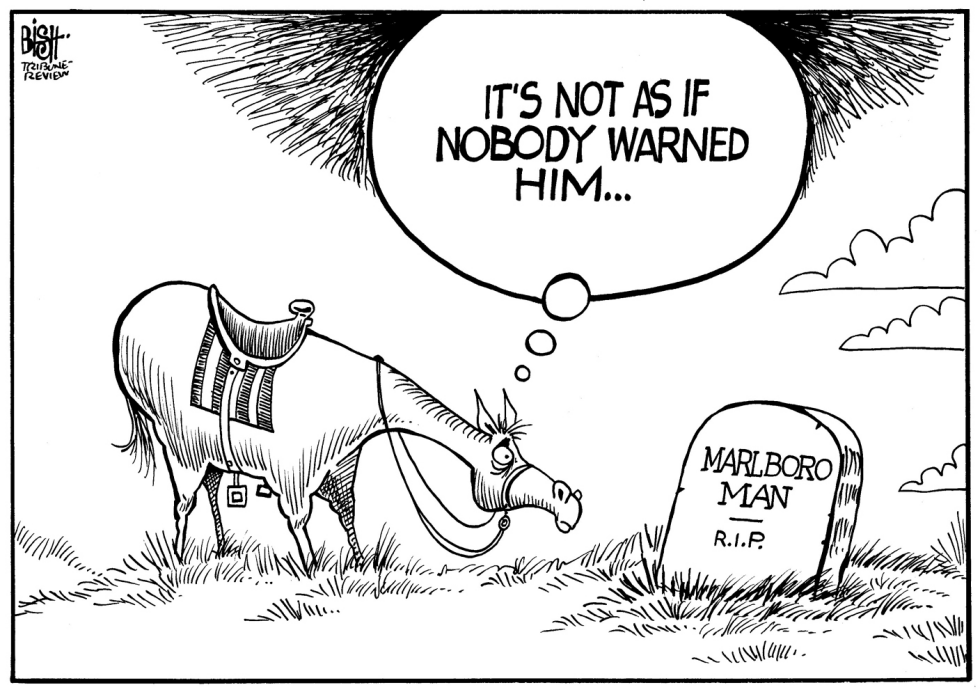 MARLBORO MAN DIES, B/W