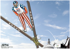 OBAMA SKIS ARE TIED UP BY CONGRESS NO CAPTION VERSION by R.J. Matson