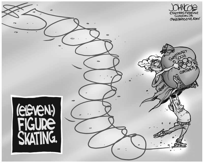 Putin figure skates BW