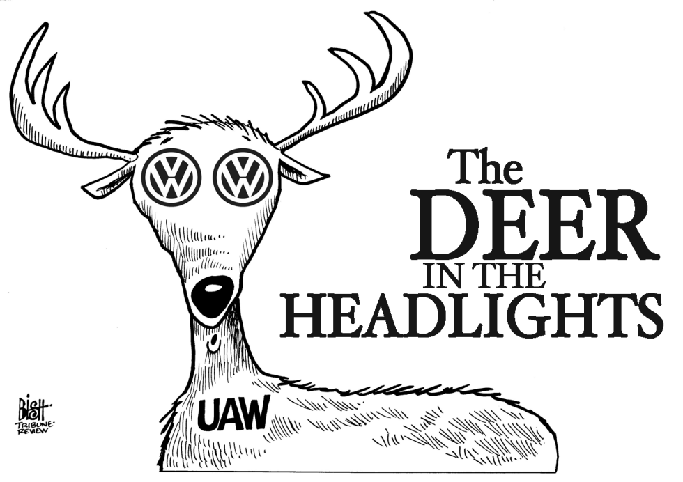 VW AND UAW, B/W