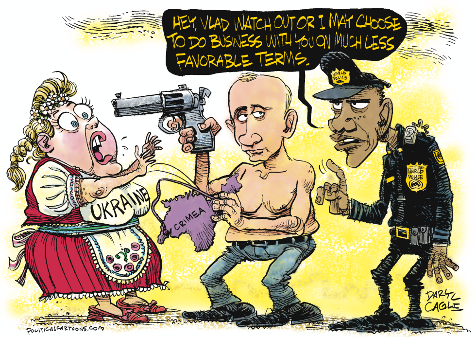  PUTIN - UKRAINE PURSE BANDIT by Daryl Cagle