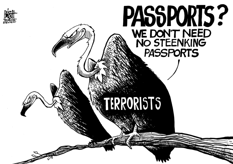 PASSPORTS AND TERRORISTS, B/W