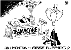 OBAMACARE ENROLLMENT, B/W by Randy Bish