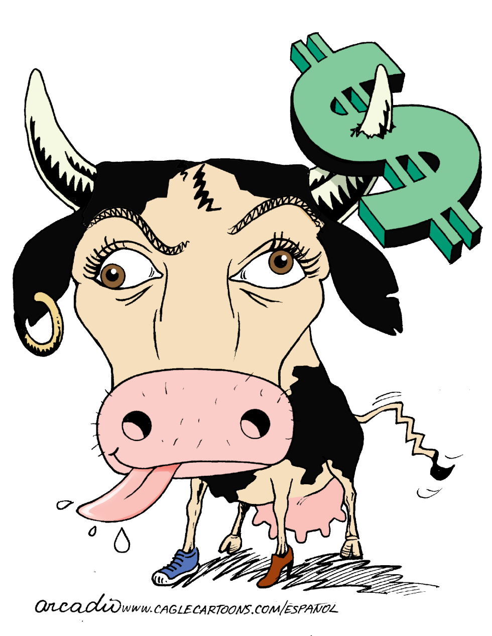 Vaca loca cornea al dólar