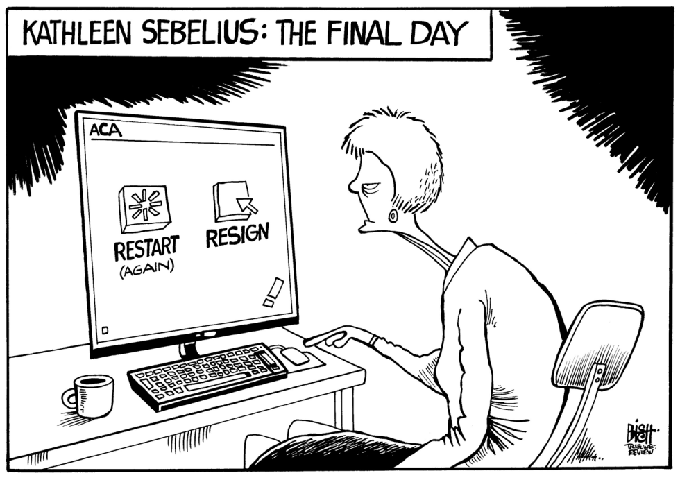 SEBELIUS RESIGNS, B/W