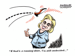 SHOE THROWN AT HILLARY  by Jimmy Margulies