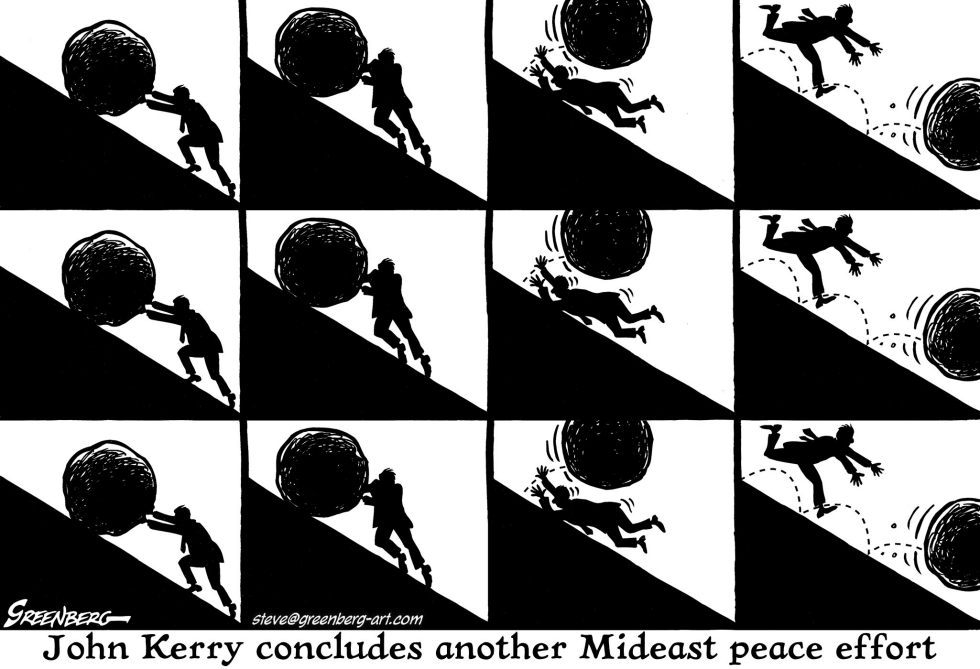 Kerry Mideast quest bw