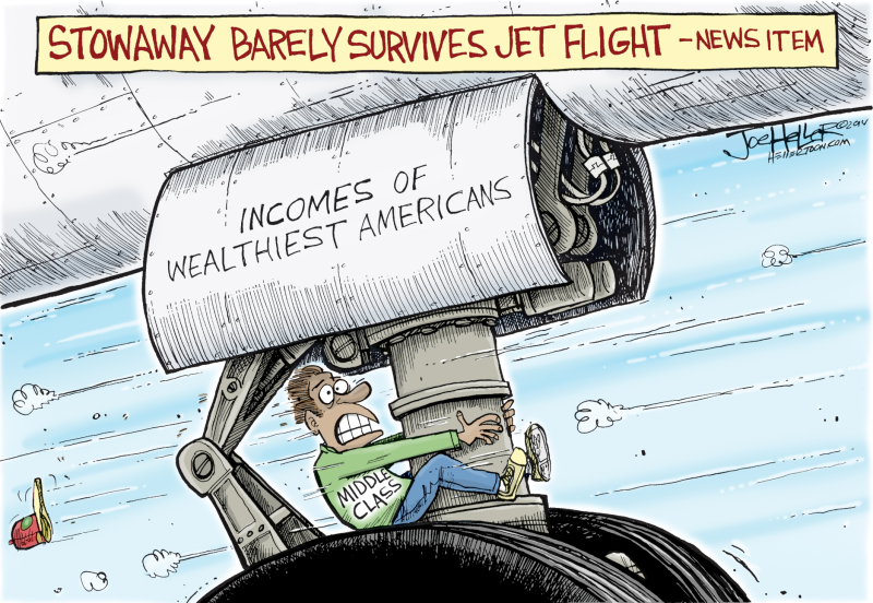 Stowaway © Joe Heller,Green Bay Press-Gazette,stowaway, middle class, wealth, pay, gap
