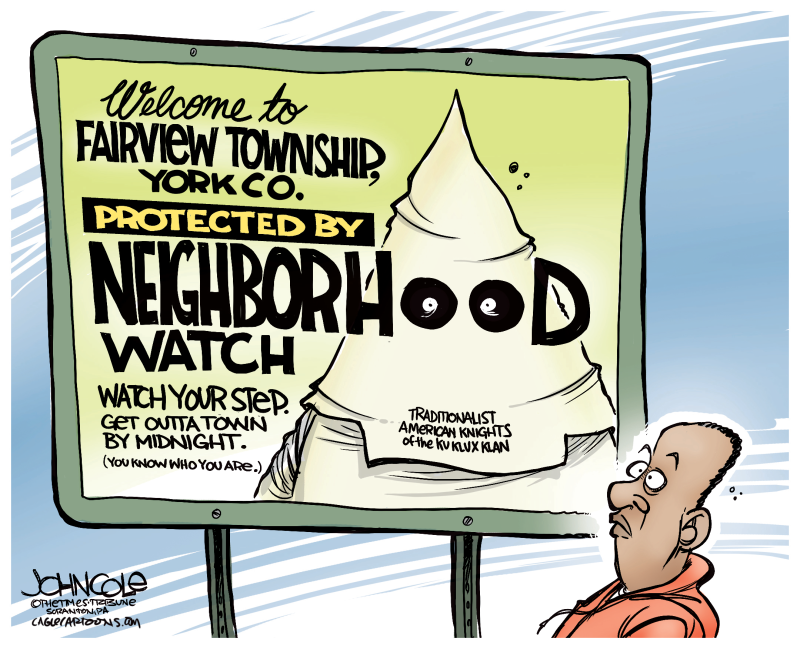 LOCAL PA    KKK neighborhood watch © John Cole,The Scranton Times-Tribune,PENNSYLVANIA, KU KLUX KLAN, KKK, RACISM, NEIGHBORHOOD WATCH