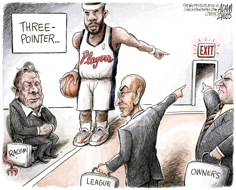 Donald Sterling © Adam Zyglis,The Buffalo News,donald, sterling, nba, racism, owner, clippers, comments, black, silver, national basketball association, race, owners, league, players