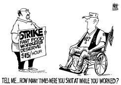 FAST FOOD WAGES, B/W by Randy Bish