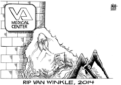 WAITING AT THE VA, B/W by Randy Bish