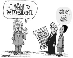 HILLARY BRAIN DAMAGE BW by John Cole