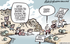 YOUNG REFUGEES  by Mike Keefe