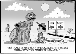 IMMIGRANT KIDS IN NOGALES by Bob Englehart
