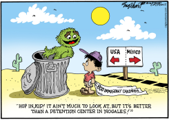IMMIGRANT KIDS IN NOGALES by Bob Englehart