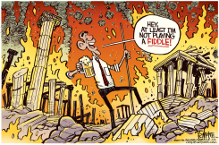 OBAMA FIDDLES  by Rick McKee