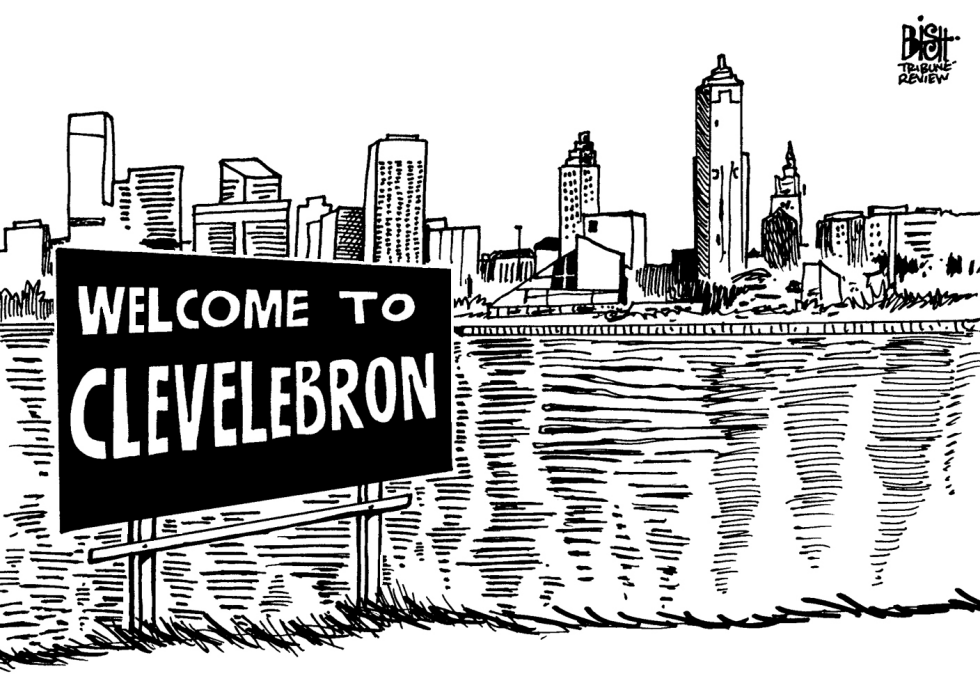 CLEVELAND AND LEBRON, B/W