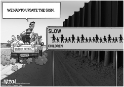 SLOW CHILDREN BORDER CROSSING SIGN by R.J. Matson